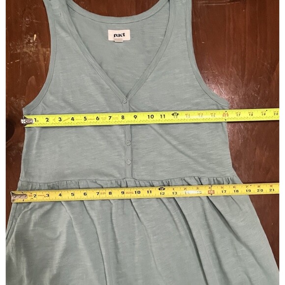 Pact Maxi Dress Womens S Slub Knit Organic Sage Green Henley Tank Dress Comfy - Picture 8 of 13